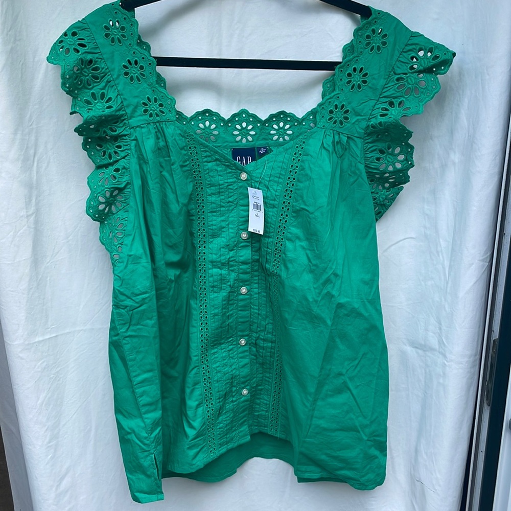 Green embroidered top